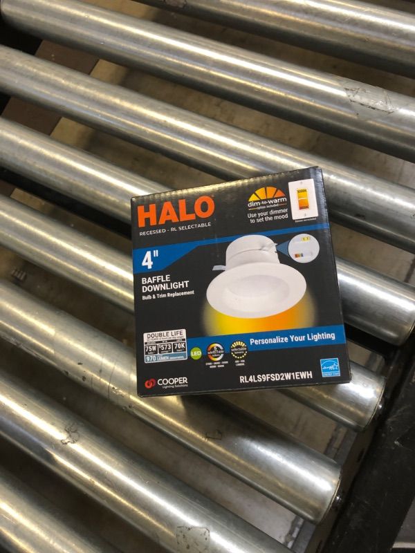Photo 1 of HALO RL Series 4 inch Recessed LED Retrofit Light Selectable CCT (2700K-5000K) and Selectable Lumens, Dim to Warm, Integrated LED Matte White, 600/900 Lumens