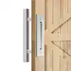 Photo 1 of 12 in. Stainless Steel Square Pull and Flush Sliding Barn Door Handle Set
