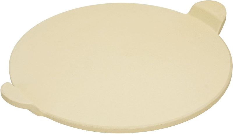 Photo 1 of 15" Round Cordierite Ceramic Pizza Grilling Stone with Handle for Ovens and Grills, Pizza Stone for Making Crispy Pizza, Bread, Cookie and More
