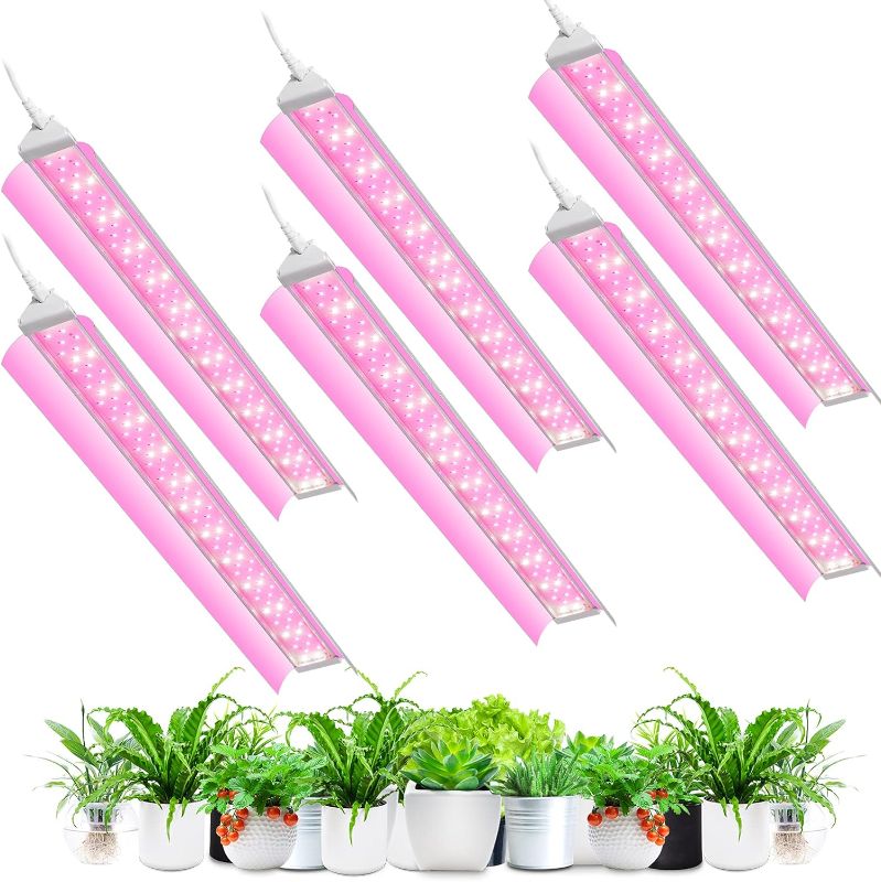 Photo 1 of SZHLUX LED Grow Light 2ft for Indoor Plants 240W (6×40W, 1200W Equivalent) Full Spectrum Plant Light Integrated Bulb Fixture, High Output Growing Light Linkable Design with Reflector Combo - 6 Pack

