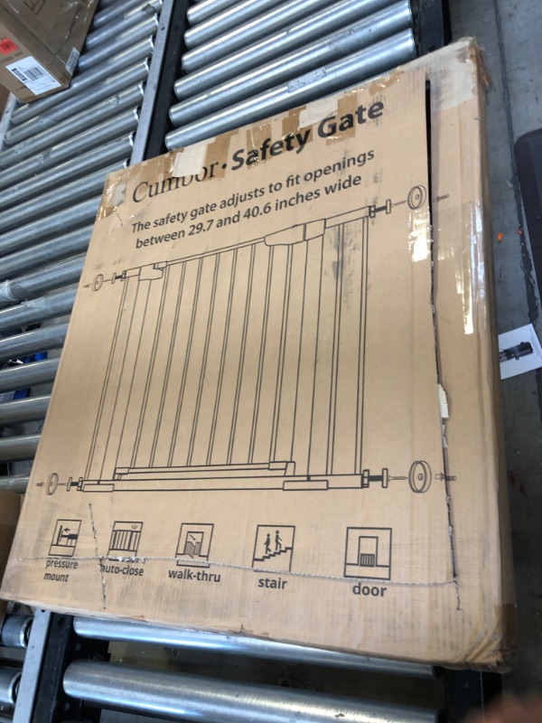 Photo 2 of Mom's Choice Awards Winner-Cumbor 29.5"-40.6" Width Pressure or Hardware Mounted Auto Close Safety Baby Gate, Durable Extra Wide Dog Gate for Stairs, Doorways, Easy Walk Thru Pet Gate for House 30.5" Tall Black