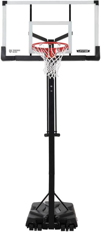 Photo 1 of SUGGEST BUYING FOR PARTS ONLY Lifetime 90734 Adjustable Portable Basketball Hoop, 54-Inch Tempered Glass Backboard, Black
