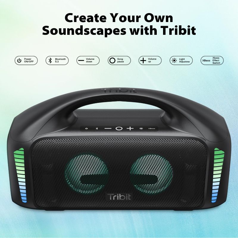 Photo 1 of Tribit StormBox Blast Portable Speaker: 90W Loud Stereo Sound with XBass, IPX7 Waterproof Bluetooth Speaker with LED Light, PowerBank, Bluetooth 5.3&TWS, Custom EQ, 30H Playtime for Outdoor
