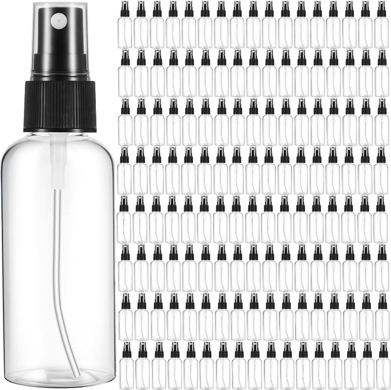 Photo 1 of 100 Pcs 2 oz GLASS  Spray Bottles Mini Spray Bottles with Black Cap Clear Empty Fine Mist Spray Bottles Refillable Liquid Container Sprayer for Essential Oils Perfumes Travel Makeup
