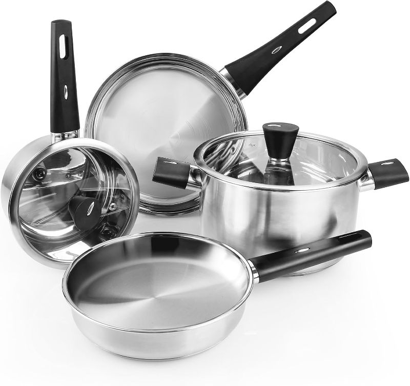 Photo 1 of Meythway Stainless Steel Pots and Pans Set Nonstick, 6-Piece Kitchen Cookware Sets with Stay-Cool Handles, Non-Toxic, Dishwasher Safe & Compatible with All Stovetops (Gas, Electric & Induction)
