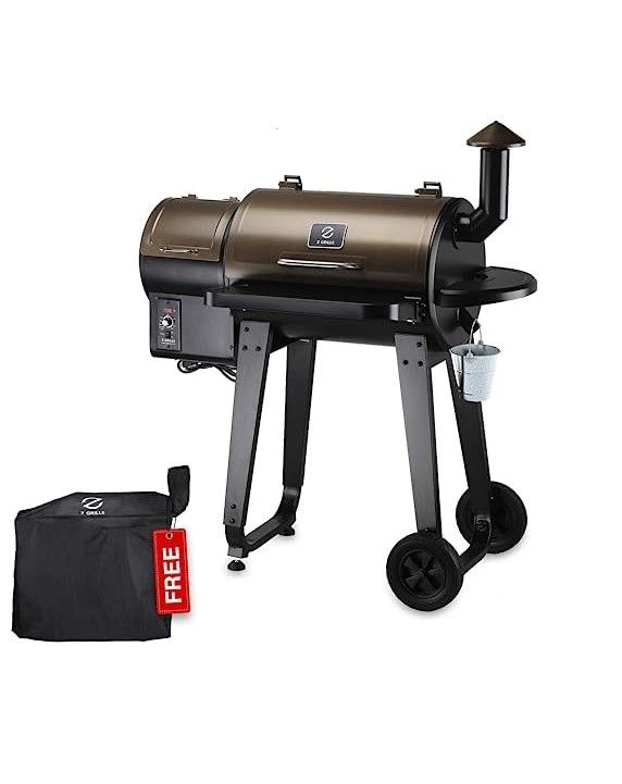 Photo 1 of Z GRILLS ZPG-450A 2023 Upgrade Wood Pellet Grill & Smoker 6 in 1 BBQ Grill + Camp Chef Competition Blend BBQ Pellets, 20 lb. Bag ZPG-450A Grill & Smoker + Pellets, 20 lb.