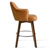 Photo 1 of 26.5 in. Brown High Back Swivel Wood Frame Counter Heigh Bar Stool with Faux Leather Seat (Single)
