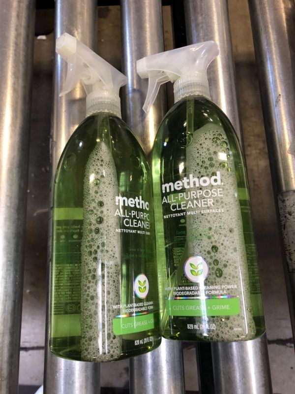 Photo 1 of Method All-Purpose Cleaner Spray, Lime + Sea Salt, Plant-Based and Biodegradable Formula Perfect for Most Counters, Tiles, Stone, and More, 28 oz Spray Bottles, (Pack of 1) 28 Ounce (Pack of 1) All Purpose Cleaner Spray 2PC