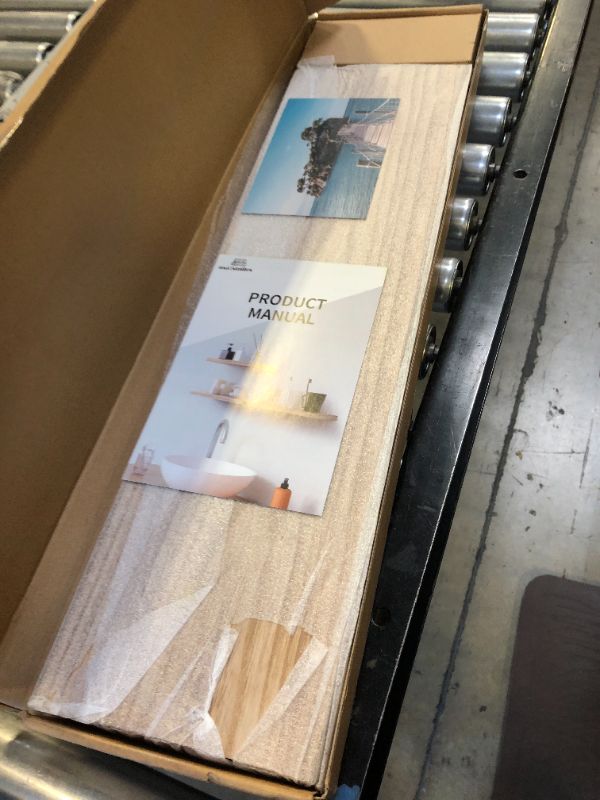 Photo 1 of Floating Shelves, 24 Inch Wall Shelf Set of 2, Rustic Wood Shelves for Wall Storage, Wall Mounted Wooden Display Shelf for Bathroom Bedroom Kitchen Garage, Carbonized Black 24Inch, Set of 2 Carbonized Black