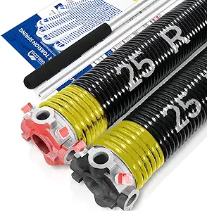 Photo 1 of Pair of 2" Garage Door Torsion Springs Set with Non-Slip Winding Bars & Gloves, High Quality Precision Electrophoresis Black Coated, for Replacement & Installation, MIN 16,000 Cycles (0.234x2''x30'') 0.234X2"X30"