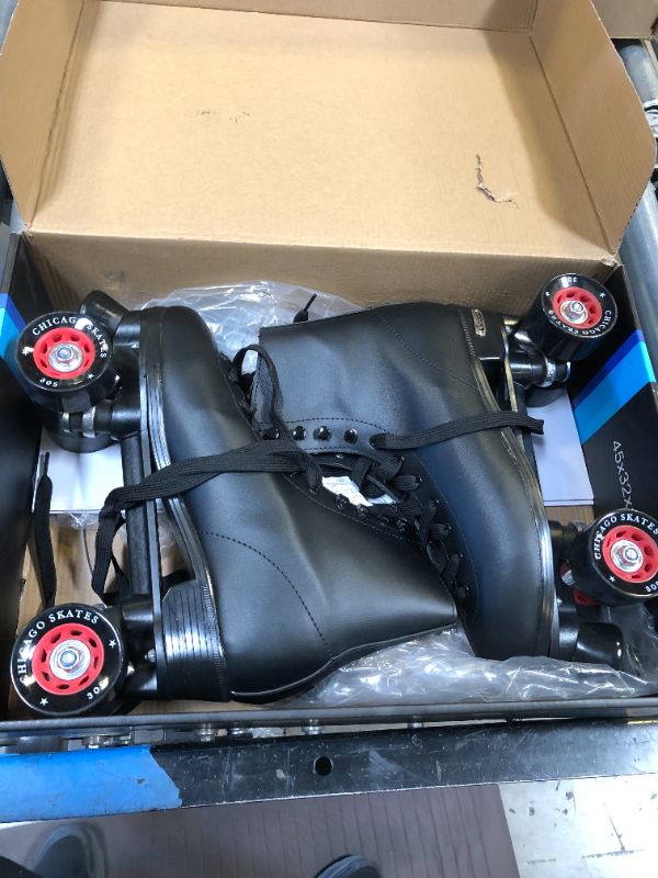 Photo 1 of CHICAGO Skates Men's Premium Leather Lined Rink Roller Skate - BLACK AND RED MEN SIZE 10