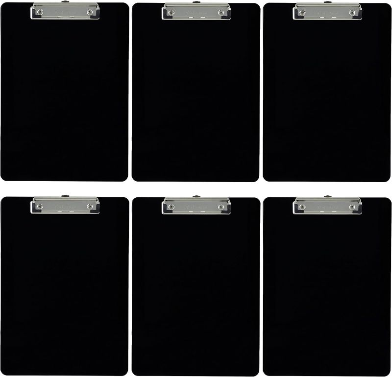 Photo 1 of Trade Quest Plastic Clipboard Opaque Color Letter Size Low Profile Clip (Pack of 6) (Black)