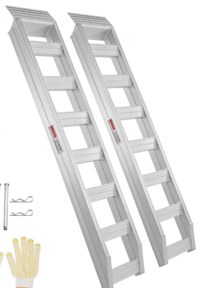Photo 1 of VEVOR Aluminum Ramps, 8810 lbs, Heavy-duty Ramps with Top Hook Attaching End, Universal Loading Ramp for Motorcycle, Tractor, ATV/UTV, Trucks, Lawn Mower, 72"L x 15"W, 2Pcs
