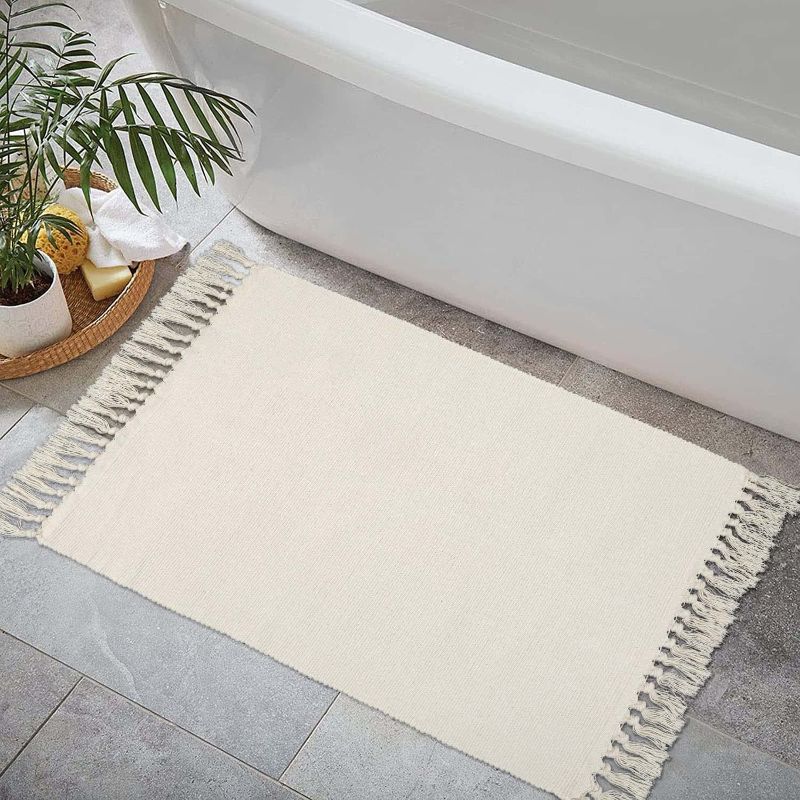 Photo 2 of Seavish Long Hallway Runner Rug, 2x8 Beige Kitchen Runner Rug Machine Washable Low-Pile Stair Carpet Runner Entryway Floor Rug Cotton Reversible Area Rug for Living Room Bedroom Patio Door Foyer 2'W x 8'L Beige