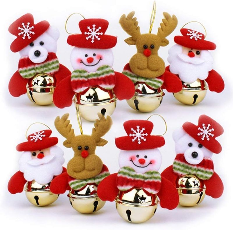 Photo 1 of Christmas Bell Ornaments Sets Cute Santa Snowman Reindeer Bear for Holiday Party Decor-