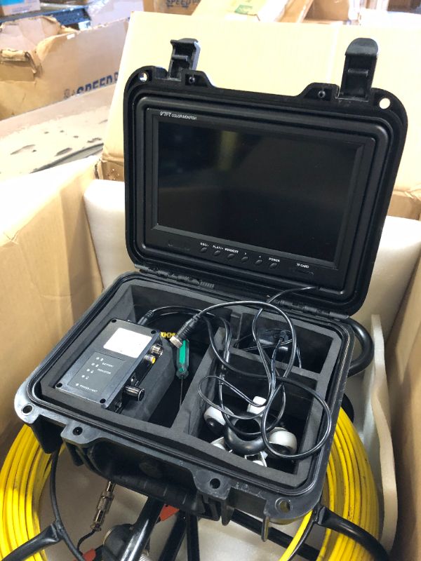 Photo 5 of VEVOR Sewer Camera with 512Hz Locator,300 ft/91.5 m, 9" Pipeline Inspection Camera w/DVR Function, IP68 Camera w/12 Adjustable LEDs, A 16 GB SD Card for Sewer Line, Home, Duct Drain Pipe Plumbing 9" with 512hz locator 300FT/91.5M Cable