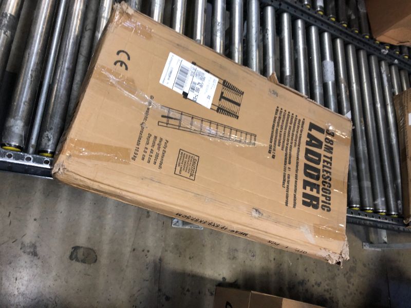 Photo 1 of Telescoping Ladder, 12.5 FT Aluminum Telescopic Ladder, Portable Extension Folding Ladder, Multi-Purpose Compact Ladder for Household Or Outdoor Work, 330lbs Max Capacity Black&orange 12.5FT