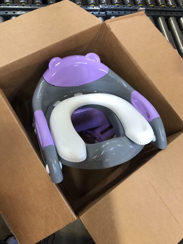 Photo 2 of Potty Training Seat Ladder Girls,Toddlers Potty Training Toilet Seat Boys,Kids Potty Seat Potty Chair with Step Stool Fedicelly?Gray/Purple?
