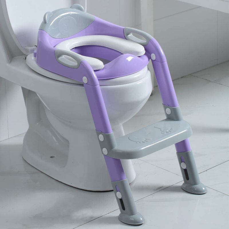 Photo 1 of Potty Training Seat Ladder Girls,Toddlers Potty Training Toilet Seat Boys,Kids Potty Seat Potty Chair with Step Stool Fedicelly?Gray/Purple?
