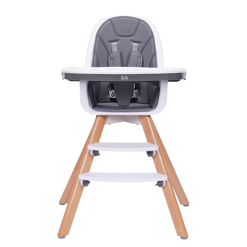 Photo 1 of Baby High Chair with Double Removable Tray for Baby/Infants/Toddlers, 3-in-1 Wooden High Chair/Booster/Chair | Grows with Your Child | Adjustable Legs | Modern Wood Design | Easy to Assemble
