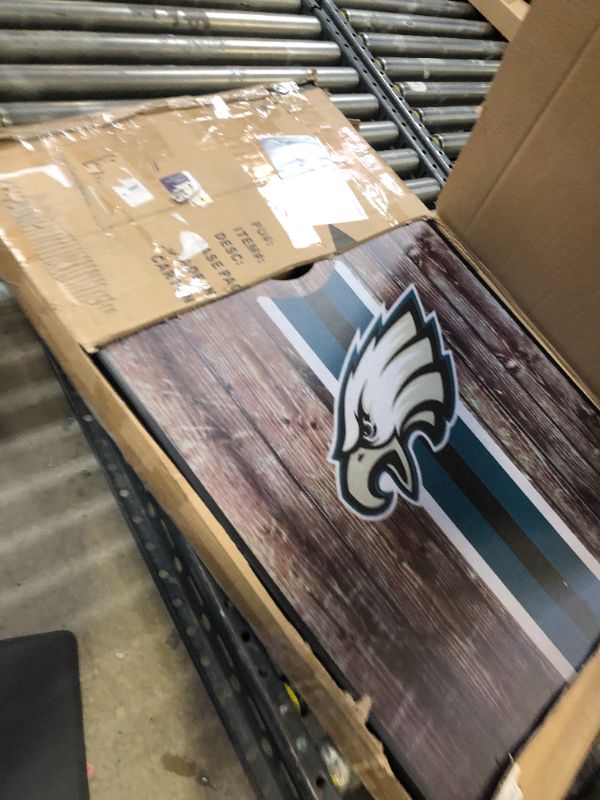 Photo 1 of NFL Pro Football 2' x 3' MDF Wood Deluxe Cornhole Set by Wild Sports, Comes with 8 Bean Bags - Perfect for Tailgate, Outdoor, Backyard EAGLES