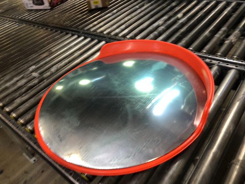 Photo 2 of 30" Safety Convex Mirror Traffic Mirror Outdoor Indoor Driveway Street Corner Mirror Security Blind Spot Mirror for Road Garage Parking Lot Warehouse, Tear off The Protective Film Before Use- missing hardware