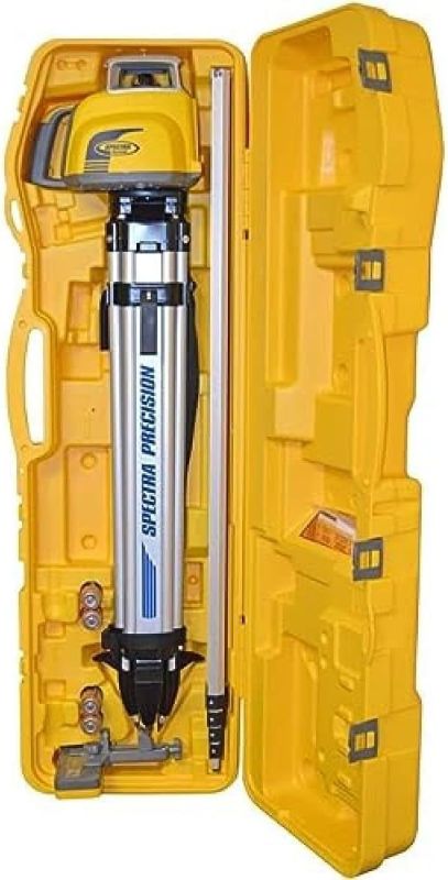 Photo 1 of Spectra Precision LL300N-2 Laser Level, Self Leveling Kit with HL450 Receiver, Clamp, 15' Grade Rod / Inches and Tripod , Yellow 15ft Grade Rod / Inches & Tripod Kit Kit