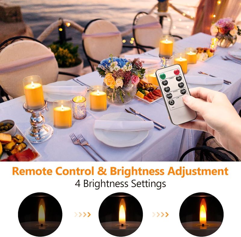 Photo 1 of 3PC Acrylic Flameless Candles Battery Operated Flickering Flameless Candles with Remote Control and Timer Led Pillar Candles Battery Powered for Home Christmas Wedding Valentines Decor