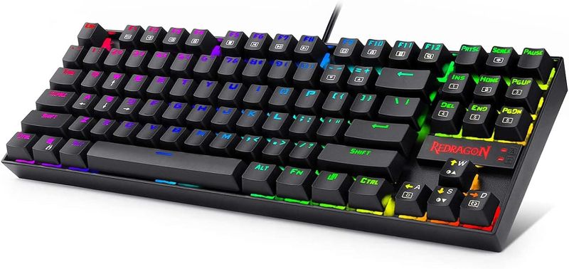 Photo 1 of Redragon K552 Mechanical Gaming Keyboard 60% Compact 87 Key Kumara Wired Cherry MX Blue Switches Equivalent for Windows PC Gamers (RGB Backlit Black)

