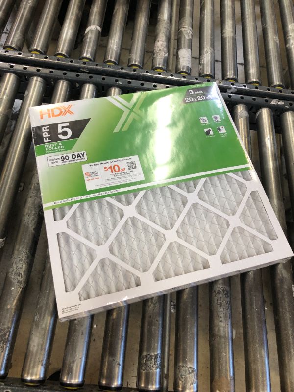 Photo 2 of 20 in. x 20 in. x 1 in. Standard Pleated Furnace Air Filter FPR 5, MERV 8 (3-Pack)
