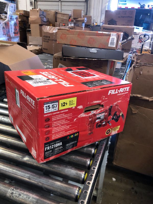 Photo 1 of Fill-Rite FR1210HA 12V 15 GPM Fuel Transfer Pump with Discharge Hose & Automatic Nozzle, Red | Gasoline, Diesel, Kerosene, Ethanol & Methanol Blends & Biodiesel Auto Nozzle (Red)