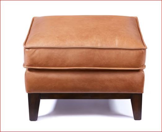 Photo 1 of Chatfield Brown Genuine Leather Pillow Top Ottoman
