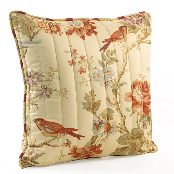 Photo 1 of 20"x20" Charleston Chirp Quilted Throw Pillow Papaya - Waverly
