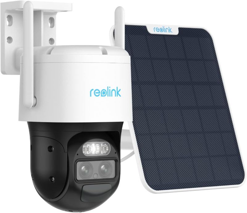 Photo 1 of REOLINK 4MP Security Cameras Wireless Outdoor, Pan Tilt, Auto Tracking, 6X Hybrid Zoom, Solar Powered with 2K Color Night Vision, 2.4/5GHz WiFi, Local Storage, No Monthly Fee, Trackmix+Solar Panel
