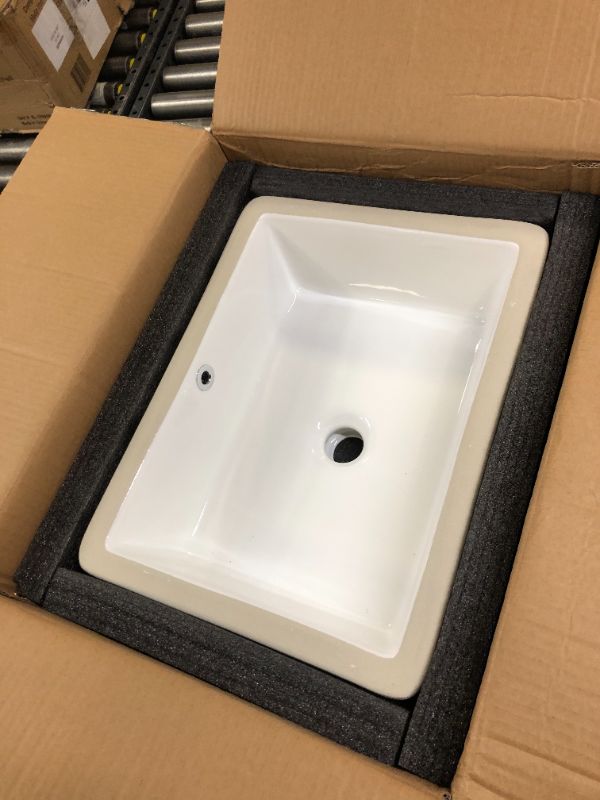 Photo 2 of KINGWONG 20 Inch Rectangle Undermount Bathroom Sink 19.5" X 15.9" Under Counter Vanity Sink Opening Size 17.5" x 13.78" White Porcelain Basin Sink Lavamanos Para Baños 19.5"(L) x 15.9"(W)