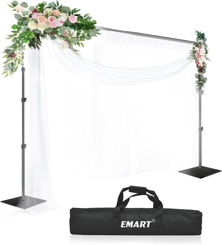 Photo 1 of EMART Heavy Duty Backdrop Stand 8.5x10ft(HxW) Adjustable Background Support System Kit with Steel Base for Photography, Photo Backdrop Stand for Parties Birthday Video Studio - Black
