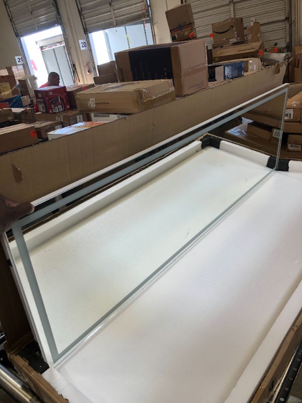 Photo 2 of Hasipu Full Length Mirror with Lights, 65" x 20" Lighted Floor Standing LED Mirror Full Length, Full Body Mirror w/Dimming & 3 Color Lighting Square White Square White Led 65" x 20"