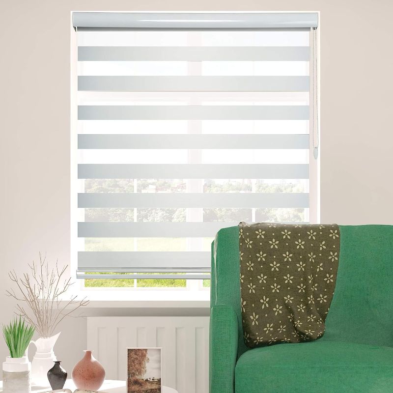 Photo 1 of ShadesU Custom Size Zebra Shade Roller Shades Privacy Light Filtering Shades (Non Cordless) (Maxium Height 72inch) (White Color)(Width 59 inch) W 59inch 01. White
