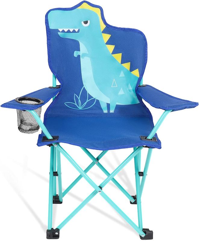 Photo 1 of KABOER Kids Outdoor Folding Lawn and Camping Chair with Cup Holder and Carrying Bag,Children's Camping Chairs for Outdoor Beach Travel Dinosaur