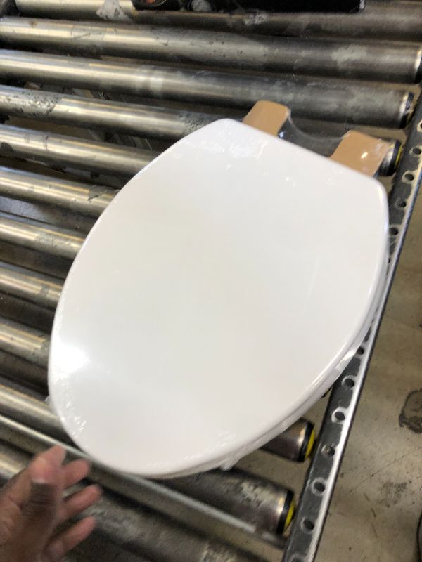 Photo 2 of Elongated White Toilet Seat Natural Wood Toilet Seat with Zinc Alloy Hinges, Easy to Install also Easy to Clean, Scratch Resistant Toilet Seat by Angol Shiold (Elongated, White)