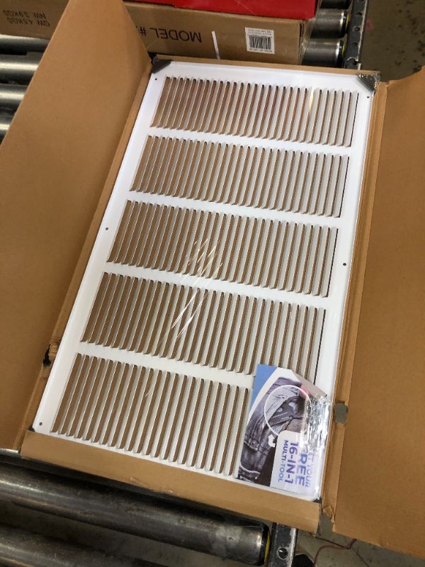 Photo 3 of 26" x 14" Return Air Grille - Sidewall and Ceiling - HVAC Vent Duct Cover Diffuser - White [Outer Dimensions: 27.75w X 15.75"h] 26" x 14" White