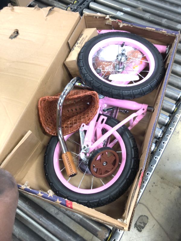 Photo 2 of JOYSTAR Vintage 12 & 14 & 16 & 18 Inch Kids Bike with Basket & Training Wheels for 2-9 Years Old Girls & Boys (Green, Beige & Pink) Pink 14 Inch with Training Wheels
