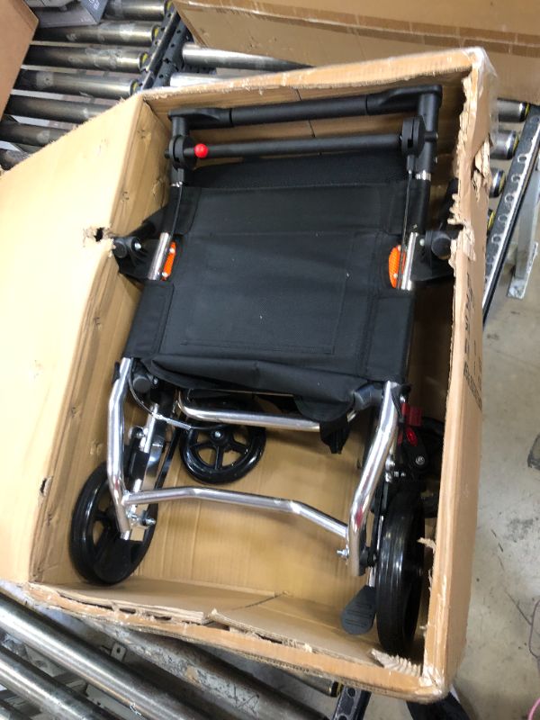 Photo 2 of Lightweight Transport Wheelchair, Transport Wheelchair Lightweight Foldable with Wheelchair Seatbelt, Travel Wheelchair Portable, Aluminum Alloy Wheelchair Trolleys for People Under 220lb