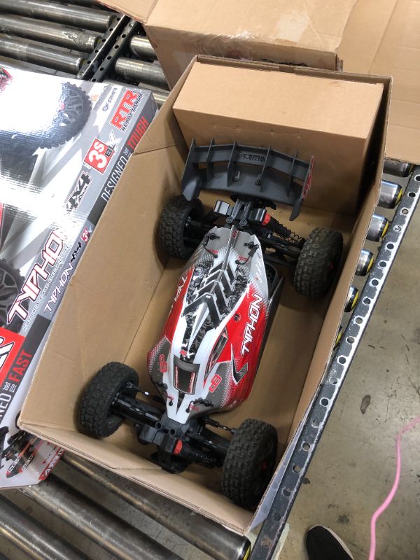 Photo 3 of ARRMA 1/8 Typhon 4X4 V3 3S BLX Brushless Buggy RC Truck RTR (Transmitter and Receiver Included, Batteries and Charger Required), Red, ARA4306V3