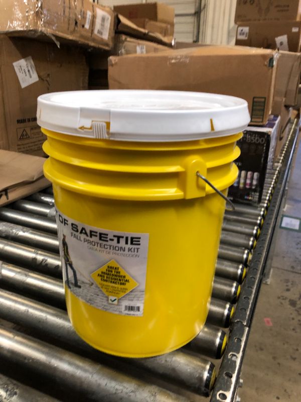 Photo 2 of Guardian 00815 BOS-T50 Bucket of Safe-Tie - 5 Gallon Bucket, 50 ft. Vertical Lifeline Assembly, 5 Temper Reusable Anchor, Safety Harness Kit & Werner AC78 Quickclick Stabilizer Bucket