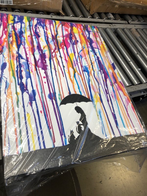 Photo 1 of Umbrella Woman Silhouette Colorful Painting Reproduction