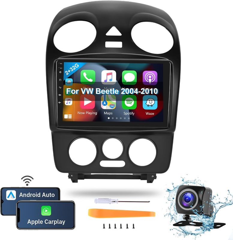 Photo 1 of 2+32G Android Car Stereo for Volkswagen Beetle 2004 2005 2006 2007 2008 2009 2010 Support Wireless Carplay with 9” Touchscreen HiFi Autoradio Android Auto WiFi GPS Navigation Radio Backup Camera