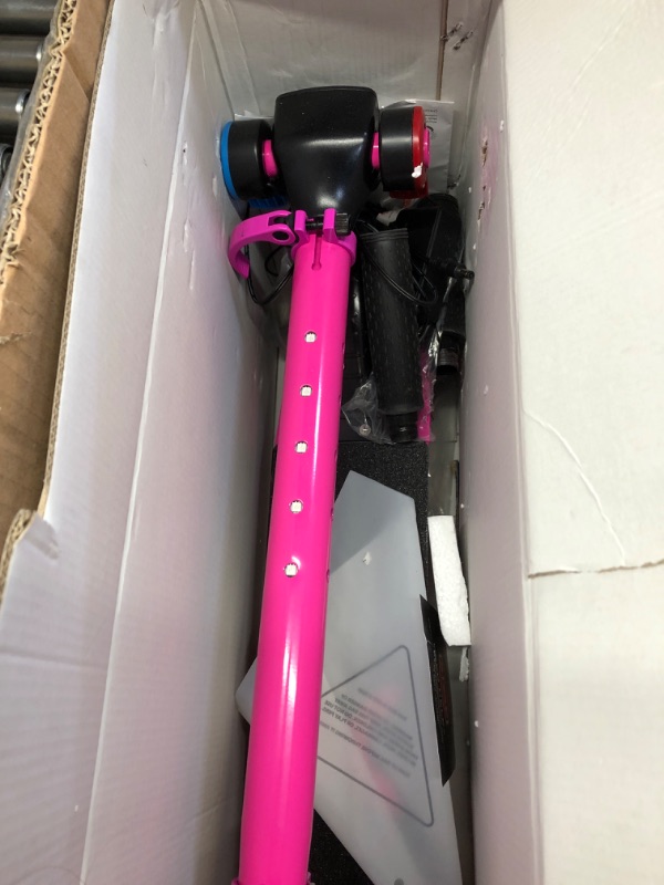 Photo 3 of **FOR PARTS ONLY, DOES NOT WORK, FINAL SALE, NOT ELIGIBLE FOR RETURN* Hover-1 Flare Electric Scooter | 8MPH, 3M Range, 6HR Charge, Speed-Battery Indicator, 6 Inch Front & 5.5 Inch Back Solid Tires, 132 LB Max Weight, Cert. & Tested - Safe for Kids Pink