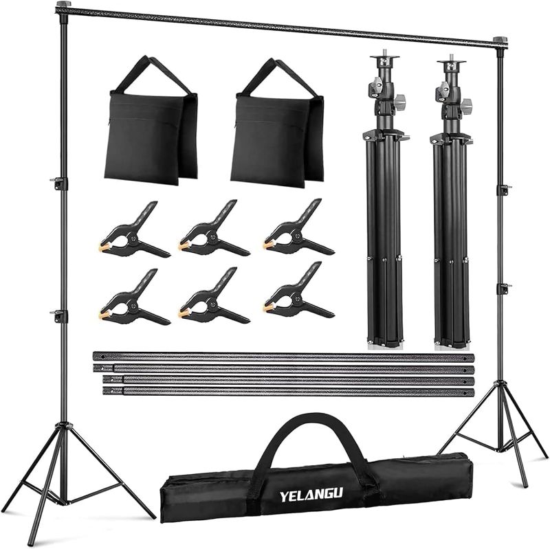Photo 1 of YELANGU 10x7Ft Photo Backdrop Stand, Adjustable Background Support for Parties. Portable Banner Back Drop Stand for Photography,Wedding and Advertising Display