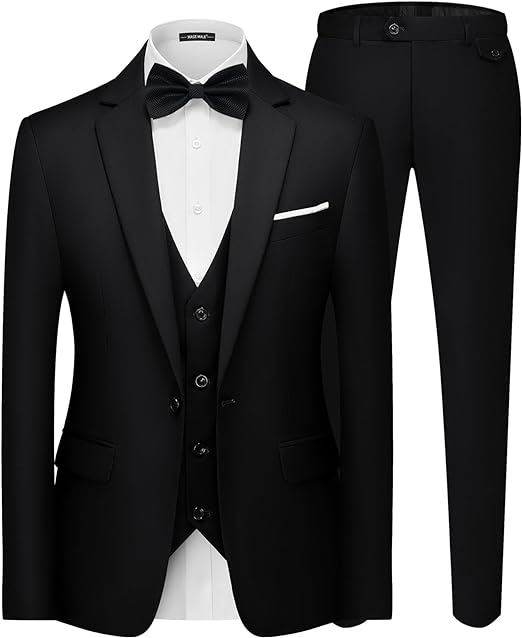 Photo 1 of MAGE MALE Men's 3 Pieces Suit Elegant Solid One Button Slim Fit Single Breasted Party Blazer Vest Pants Set XL